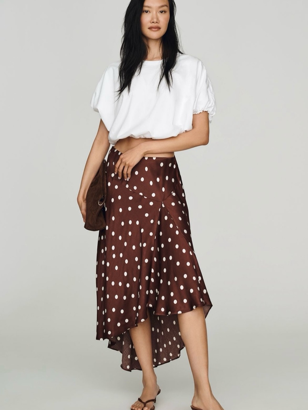 Anthropologie Maeve Satin High-Low Slip Skirt